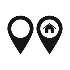 Map pointer house icon,  maps pin. Location map icon. 