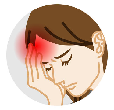 woman with headache, red pain, closed eyes clip art preview