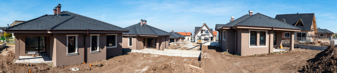 New build houses. Panoramic image