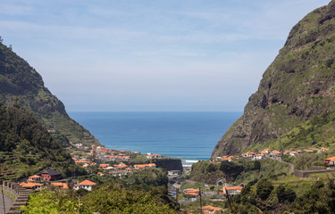  Village and Terrace cultivation in the surroundings of Sao Vicente. North coast of Madeira Island, Portugal