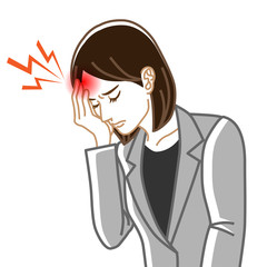 Headache - Physical disease image clip art - Business woman ,Line art