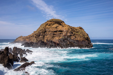 Fototapeta na wymiar Coastline in Porto Moniz on Madeira Island. Portugal