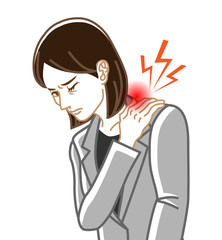 Stiff Shoulder - Physical disease image clip art - Business woman , Line art