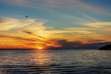 Beautiful sunset on the river