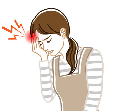 woman with headache, brown hair, pain clip art preview