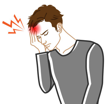 man with headache, red pain, gray shirt clip art preview