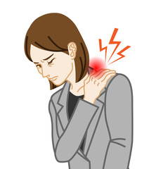 Fototapeta na wymiar Stiff Shoulder - Physical disease image clip art - Business woman
