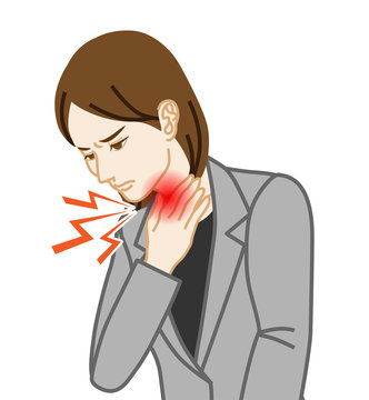 woman with sore throat, pain, red clip art preview