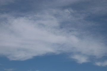 Bright Blue Sky with the Fluffy Cloud