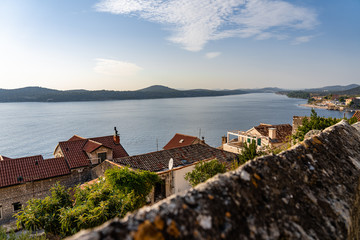 view of the town over sea