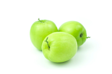 apple monkey or jujub (Zizyphus mauritiana Lam) isolated green fruit on white background and clipping path.