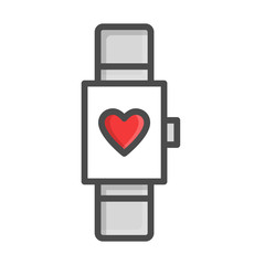 Fitness tracker flat icon, fitness and sport, sport watch sign vector graphics, a colorful solid pattern on a white background.