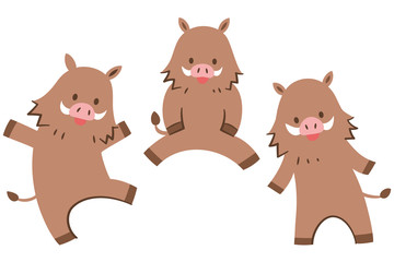Obraz premium 「かわいい３匹のイノシシのキャラクター」ベクター素材