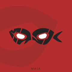 Hero mask logotype. Mask word mark. Text illustration. Identity logotype. Brand design. Typography design. Comics eyes. Alter ego symbol.