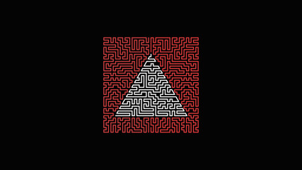 Triangle maze design. Brand identity logotype. Labyrinth wallpaper.