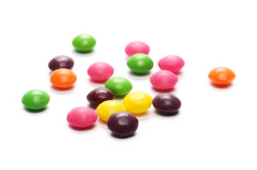 Colorful candies isolated on white background 