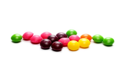 Colorful candies isolated on white background 