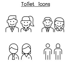 Fototapeta premium Toilet, Restroom, WC icon set in thin line style