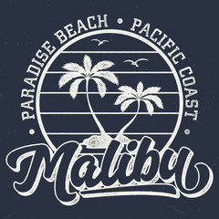 Obraz premium Paradise Beach Malibu - Aged Tee Design For Printing
