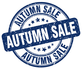 autumn sale blue grunge round vintage rubber stamp
