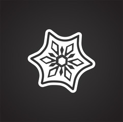 Snowflake on black background icon