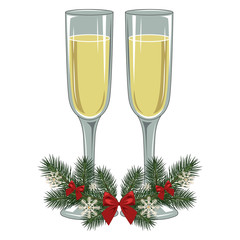 Vector image of glasses of champagne.