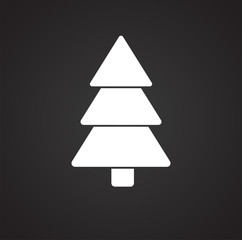 Christmas tree on black background icon