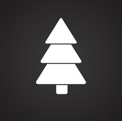 Fototapeta premium Christmas tree on black background icon