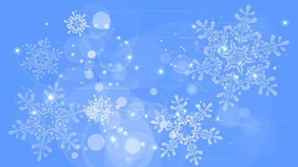 Snowflakes and festive lights - vector background with beautiful snowflakes that merrily shine and shimmer in color space