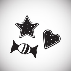 Christmas sweets on white background icon
