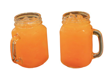 Punch juice in the glass on the White Blackground.