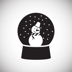 Christmas ball with snow on white background icon