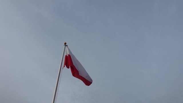 Polska flaga na maszcie