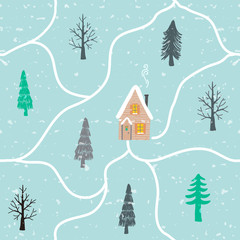 Christmas House seamless pattern
