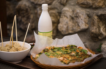 Korean pancake it call PAJEON made from vegetable and seafood.