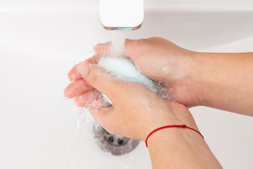 Fototapeta premium Close-up of hand washing.