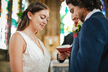 Bride and groom at the altar