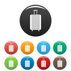 Travel bag icons set 9 color vector isolated on white for any design