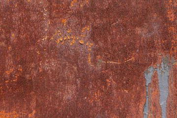 Rusty yellow-red textured metal surface. The texture of the metal sheet is prone to oxidation and corrosion. Textured background in grunge Style