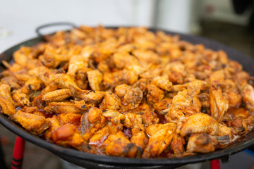 Fried chicken with tomato sauce
