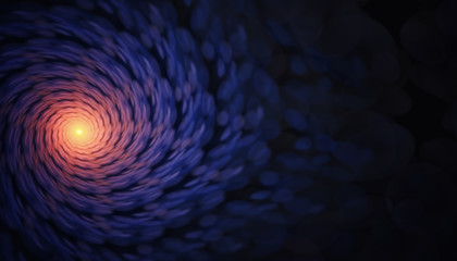 Beautiful blue and red background of glowing particles and lines with depth of field and bokeh. 3d illustration, 3d render