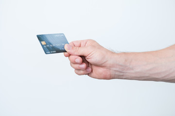 credit card. banking money and finances. electronic payment. hand holding card.