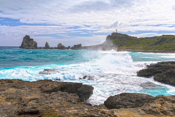 Seascape on a windy day at Pointe des Chateaux in Guadeloupe