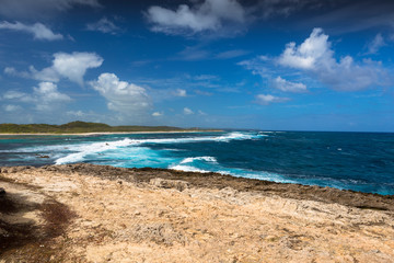 Seascape on a windy day at Pointe des Chateaux in Guadeloupe
