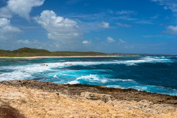 Seascape on a windy day at Pointe des Chateaux in Guadeloupe