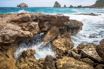 Seascape on a windy day at Pointe des Chateaux in Guadeloupe