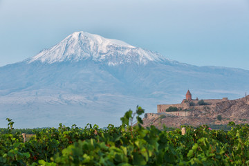 Ancient Armenian church Khor Virap with Ararat, Armenia