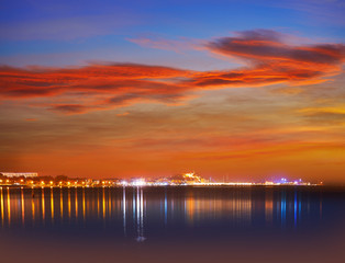 Denia sunset skyline in Las Rotas Alicante