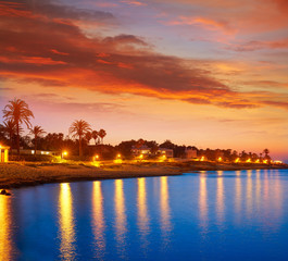Fototapeta premium Denia sunset skyline in Las Rotas Alicante