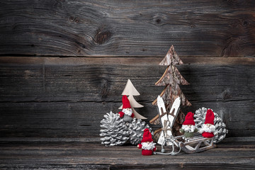 XMAS decoration on grunchy wooden background